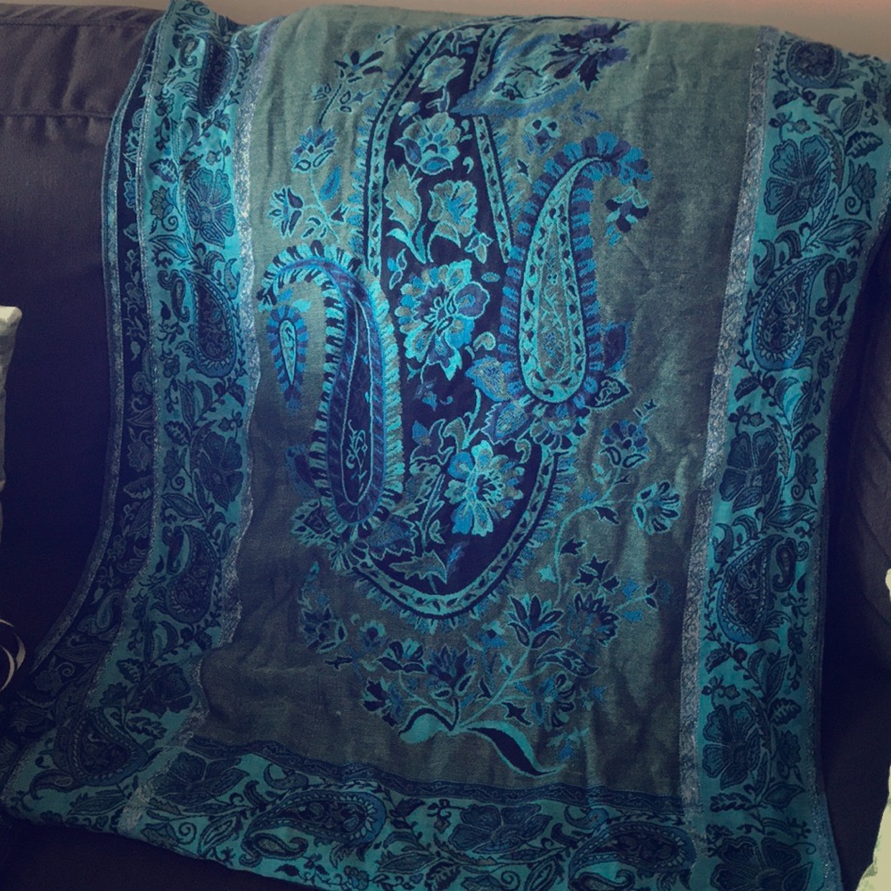 Teal Indian scarf
